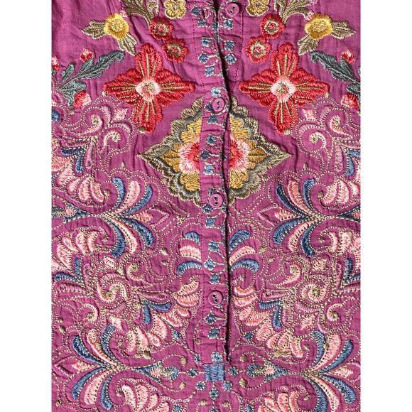 Johnny Was Biya Violet Irma Embroidered 3/4 Sleeve‎ Blouse Small B11423B6 New - Picture 6 of 10